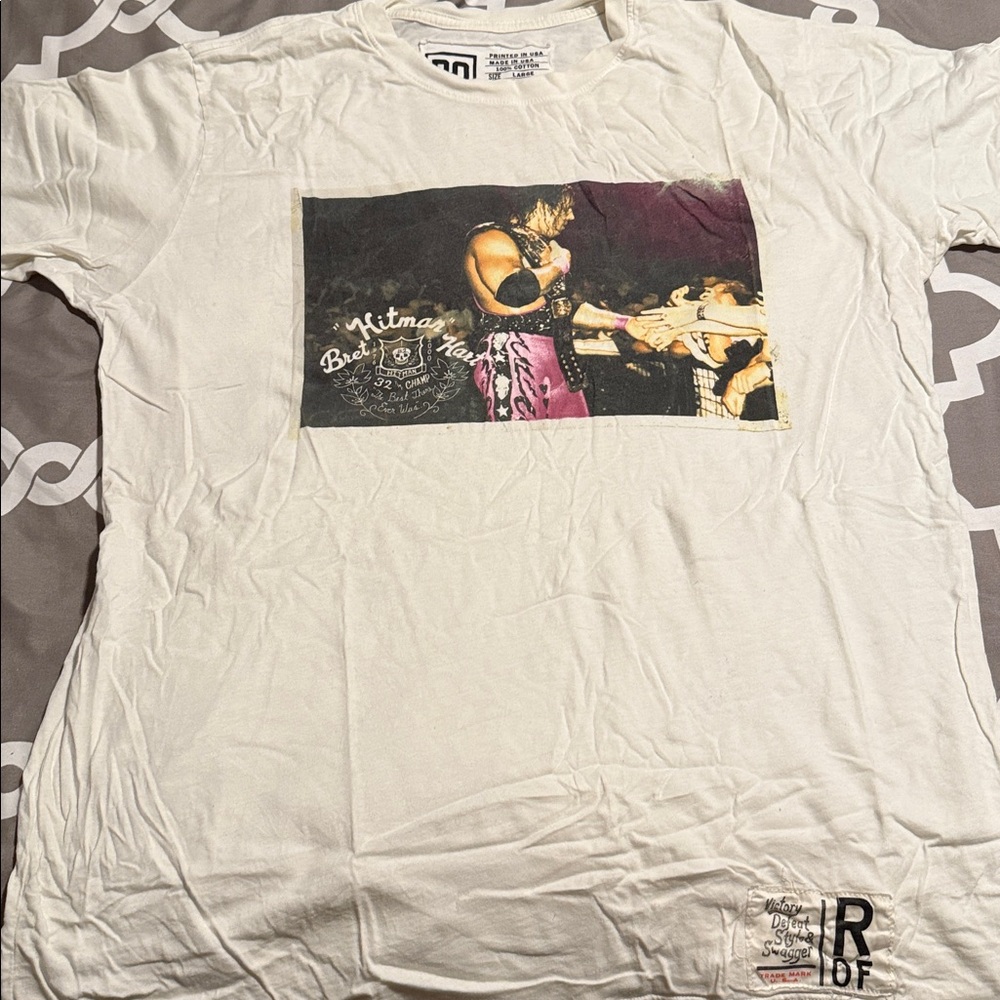 Roots of Fight Bret the Hitman Hart White Graphic T-Shirt with Wrestling Print